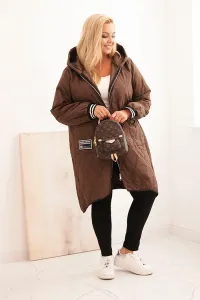 Legínovo Dámska bunda Plus Size prešívaná s kapucňou a športovými manžetami béžová Farba: Olivová, Veľkosť: UNI
