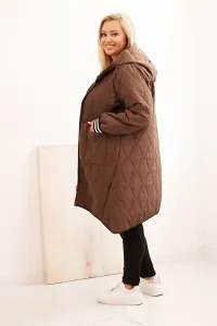 Legínovo Dámska bunda Plus Size prešívaná s kapucňou a športovými manžetami béžová Farba: Olivová, Veľkosť: UNI