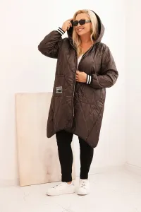 Legínovo Dámska bunda Plus Size prešívaná s kapucňou a športovými manžetami béžová Farba: Olivová, Veľkosť: UNI
