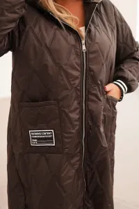 Legínovo Dámska bunda Plus Size prešívaná s kapucňou a športovými manžetami béžová Farba: Olivová, Veľkosť: UNI