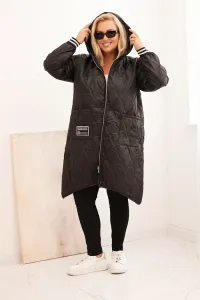 Legínovo Dámska bunda Plus Size prešívaná s kapucňou a športovými manžetami béžová Farba: Olivová, Veľkosť: UNI