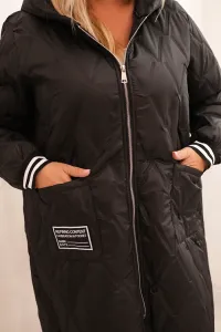 Legínovo Dámska bunda Plus Size prešívaná s kapucňou a športovými manžetami béžová Farba: Olivová, Veľkosť: UNI