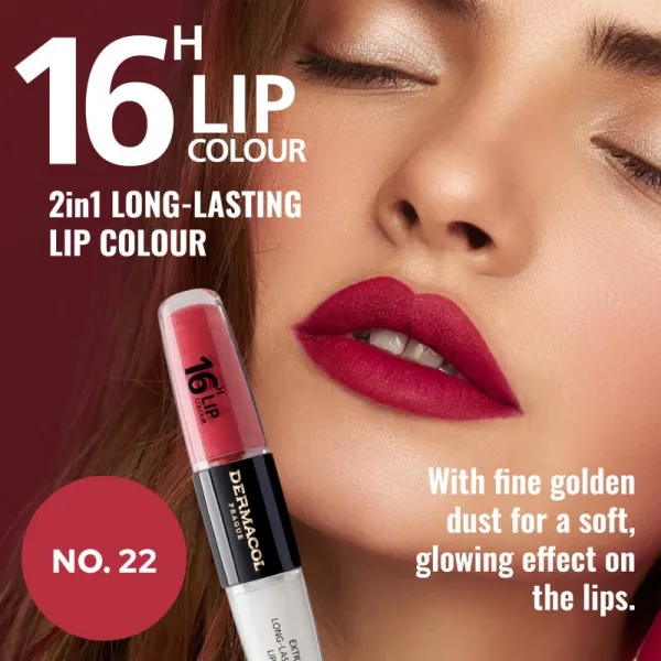 Dermacol 16H Lip Colour dlhotrvajúci rúž a lesk na pery odtieň 22 2x4 ml