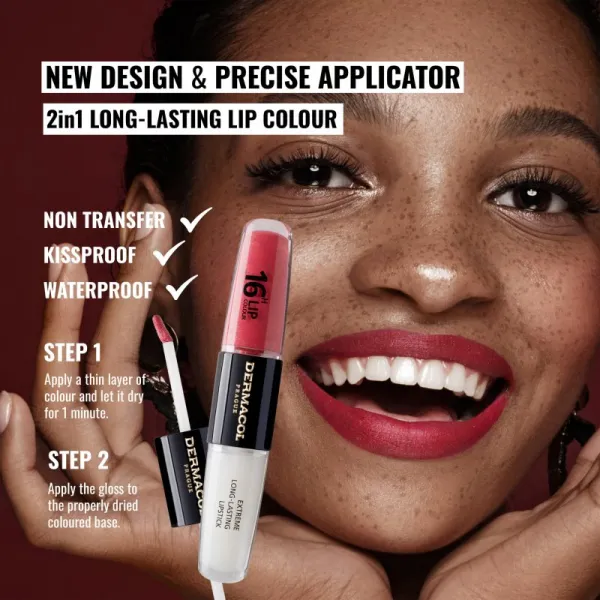 Dermacol 16H Lip Colour dlhotrvajúci rúž a lesk na pery odtieň 22 2x4 ml