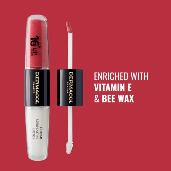 Dermacol 16H Lip Colour dlhotrvajúci rúž a lesk na pery odtieň 22 2x4 ml