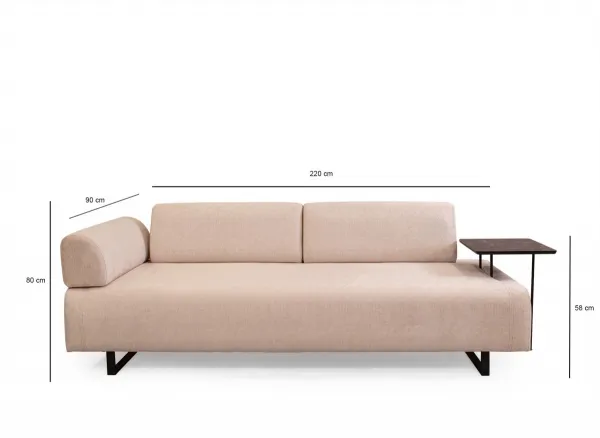 Hanah Home Třímístná pohovka Infinity 220 cm se stolkem béžová