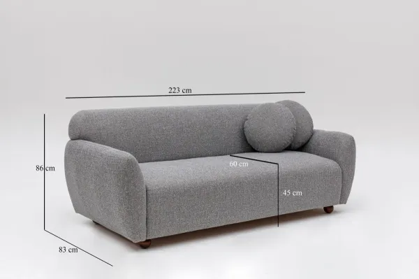 Hanah Home Třímístná pohovka Eddy 223 cm světle šedá
