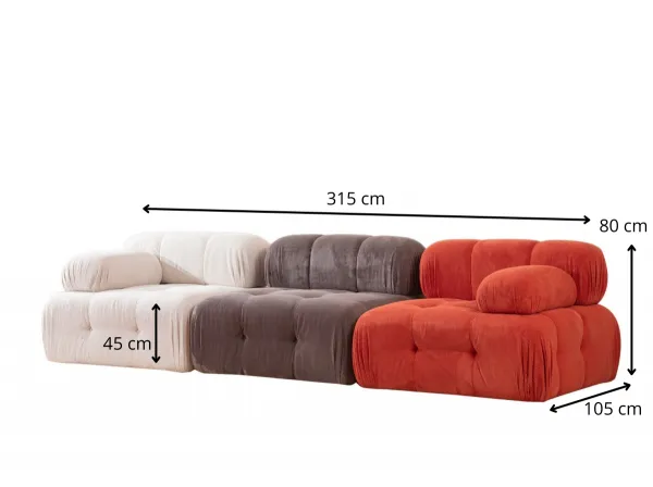 Hanah Home Modulová pohovka Doblo I 315 cm bílá/šedá/červená
