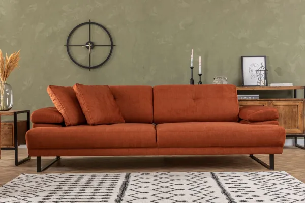 Hanah Home Třímístná pohovka Mustang 239 cm oranžová