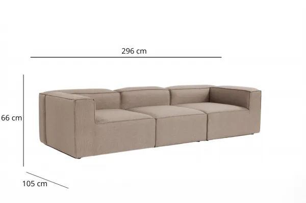 Hanah Home Třímístná pohovka Fora 296 cm hnědá