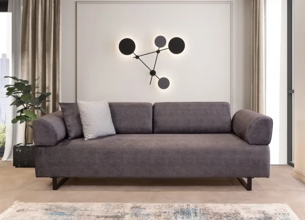 Hanah Home Třímístná pohovka Infinity 220 cm se stolkem antracitová