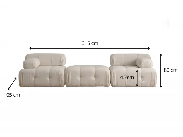 Hanah Home Modulová pohovka Doblo II 315 cm krémová