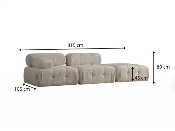 Hanah Home Modulová pohovka Doblo III 315 cm krémová