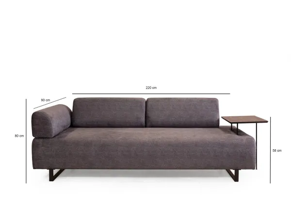 Hanah Home Třímístná pohovka Infinity 220 cm se stolkem antracitová