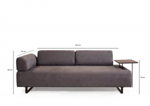 Hanah Home Třímístná pohovka Infinity 220 cm se stolkem antracitová
