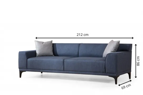Hanah Home Třímístná pohovka Petra 212 cm modrá