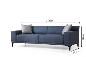 Hanah Home Třímístná pohovka Petra 212 cm modrá
