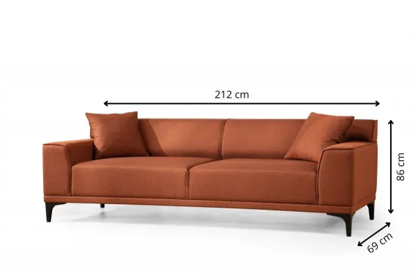 Hanah Home Třímístná pohovka Petra 212 cm oranžová