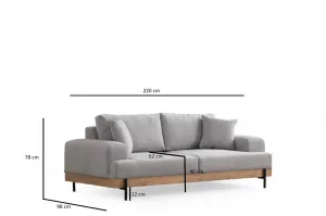 Trojmiestna pohovka Eti Oak 3 Seater -Grey