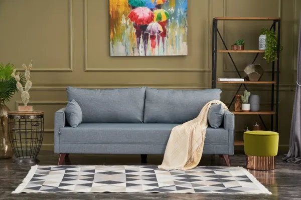 Hanah Home Třímístná rozkládací pohovka Bella 208 cm modrá