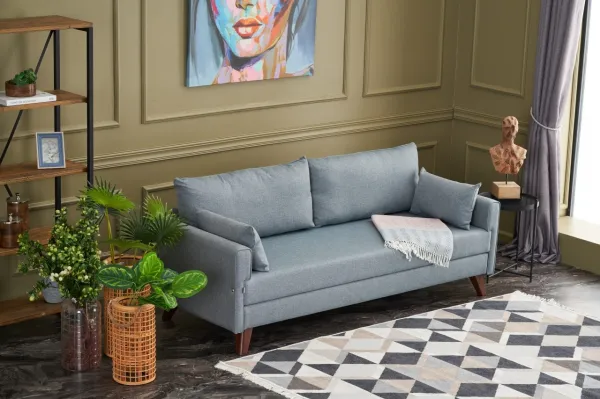 Hanah Home Třímístná rozkládací pohovka Bella 208 cm modrá