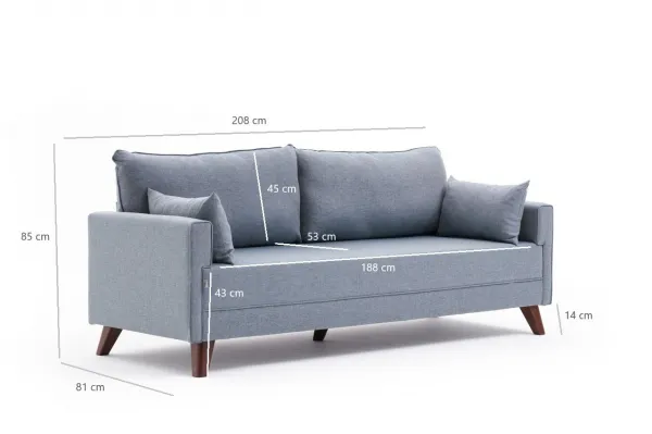 Hanah Home Třímístná rozkládací pohovka Bella 208 cm modrá