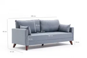 Hanah Home Třímístná rozkládací pohovka Bella 208 cm modrá