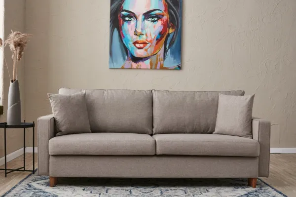Hanah Home Třímístná rozkládací pohovka Eva 210 cm béžová