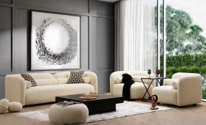 Hanah Home Třímístná pohovka Victoria 228 cm boucle krémová