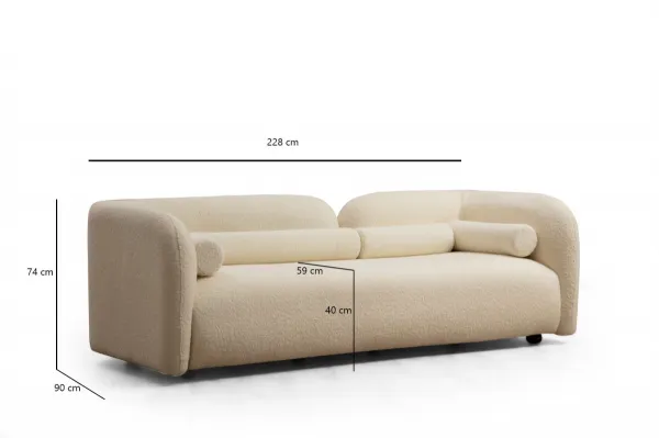 Hanah Home Třímístná pohovka Victoria 228 cm boucle krémová