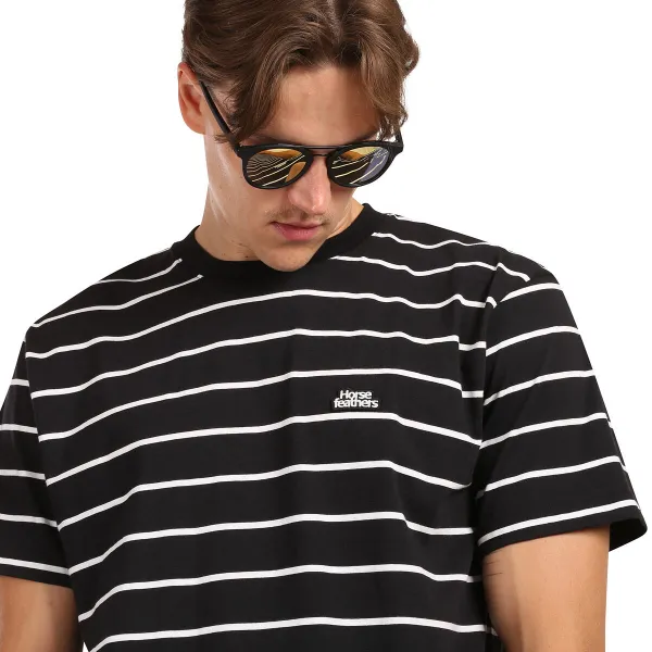 HORSEFEATHERS Tričko Agent - black stripes BLACK velikost S
