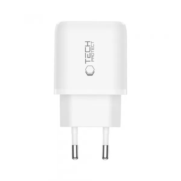 Tech-Protect NCA45W GaN sieťová nabíjačka USB / USB-C 45W PD QC + kábel Lightning, biela