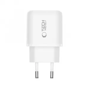Tech-Protect NCA45W GaN sieťová nabíjačka USB / USB-C 45W PD QC + kábel Lightning, biela