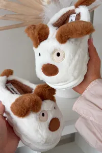 Detské chlpaté papuče so psíkom