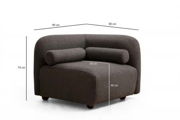 Hanah Home Rohové křeslo Viktoria bouclé tmavě šedé