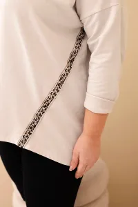 Plus size bavlnená blúzka s leopardím lemom
