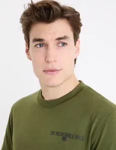 Kaki pánske tričko Celio Marvel - Hulk