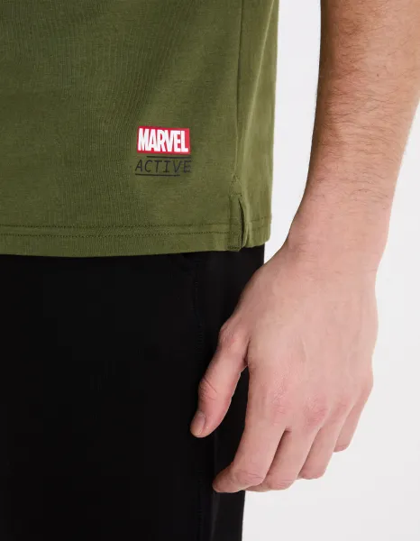 Kaki pánske tričko Celio Marvel - Hulk