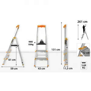 Hliníkovýrebrík3-stupňový150kg-extraširokéstupne