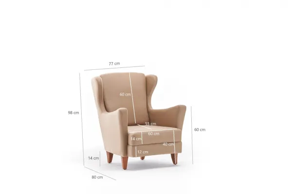 Kreslo ušiak Lola Berjer - Cream