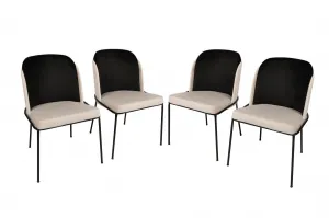 Kalune Design Sada 4 ks jídelních židlí Dore samet černá/krémová