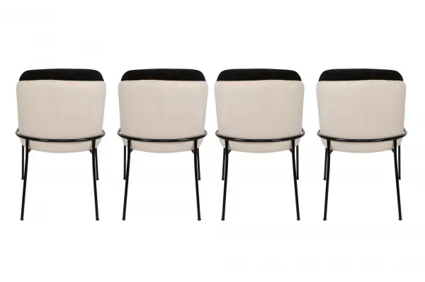 Kalune Design Sada 4 ks jídelních židlí Dore samet černá/krémová