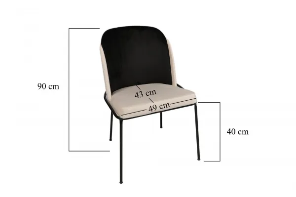 Kalune Design Sada 4 ks jídelních židlí Dore samet černá/krémová