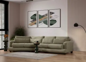 Hanah Home Čtyřmístná pohovka River 330 cm levá zelená