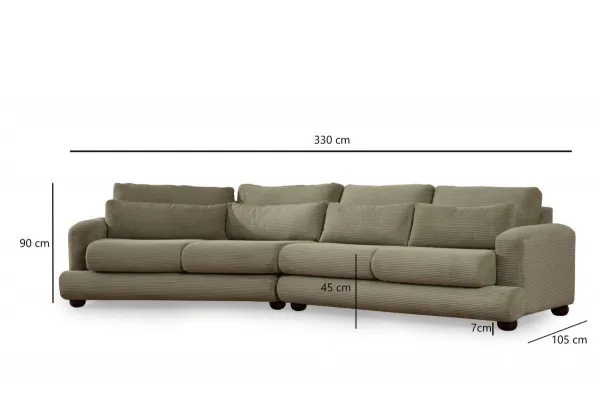 Hanah Home Čtyřmístná pohovka River 330 cm levá zelená