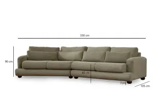 Hanah Home Čtyřmístná pohovka River 330 cm levá zelená