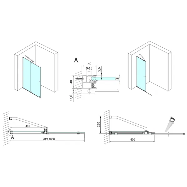Polysan Modular Shower sprchová zástena walk-in 100 cm MS5-100B