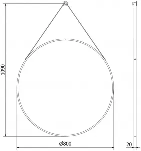 MEXEN - String zrkadlo 80, čierny rám 9854-080-080-000-70