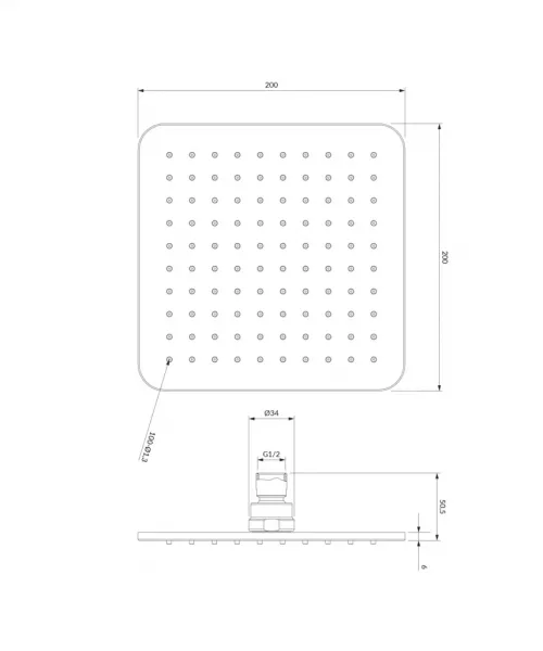 OMNIRES - SLIMLINE dažďová sprcha, 20 x 20 cm čierna mat /BLM/ WG220/OBL