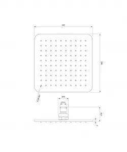 OMNIRES - SLIMLINE dažďová sprcha, 20 x 20 cm chróm / biela /CRB/ WG220/OCRB